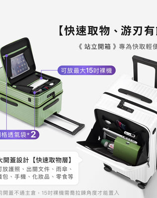 站立取物前開行李箱