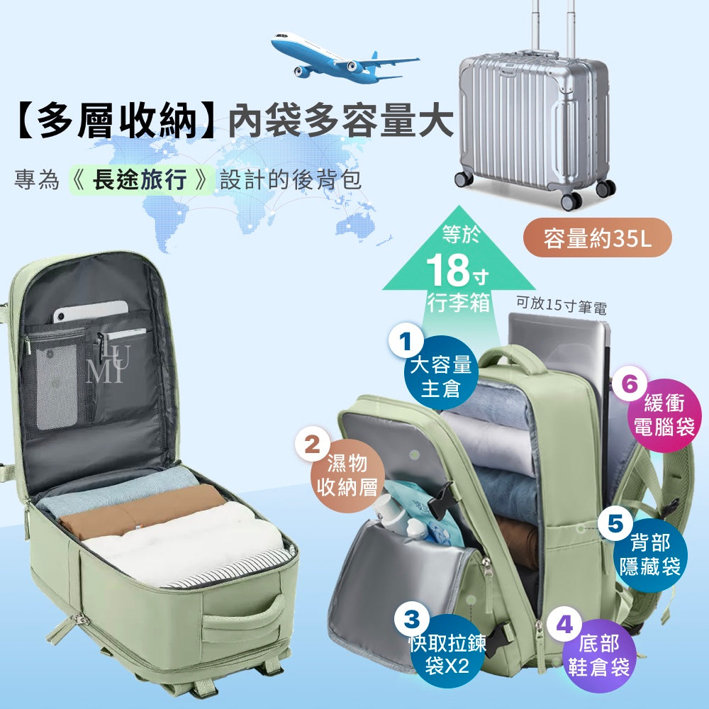 可擴充旅行後背包