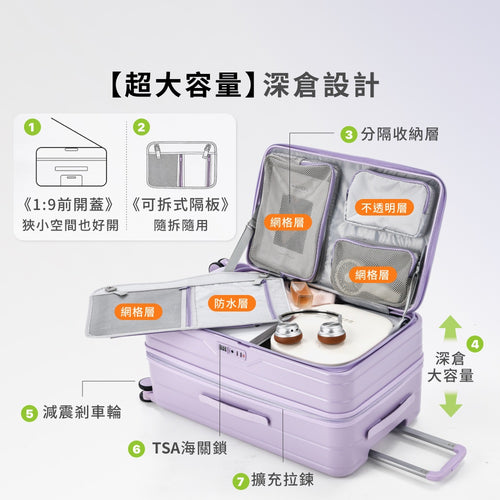 可擴充上掀煞車胖胖行李箱