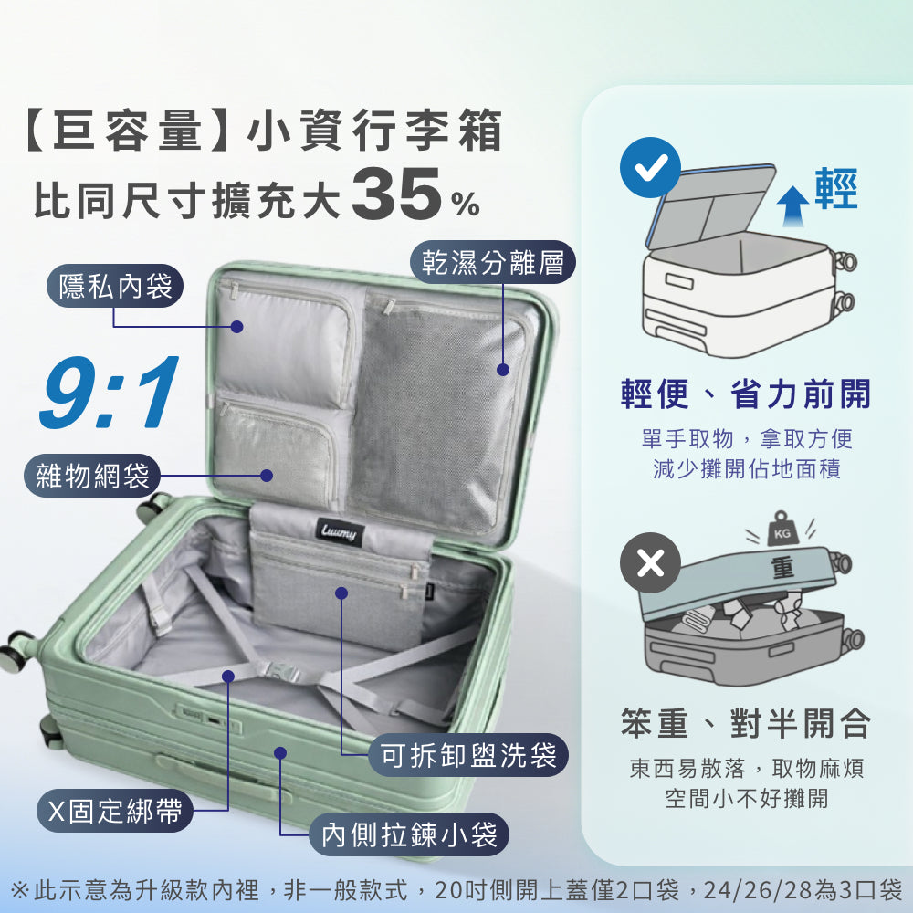Luumy 前開式煞車行李箱
