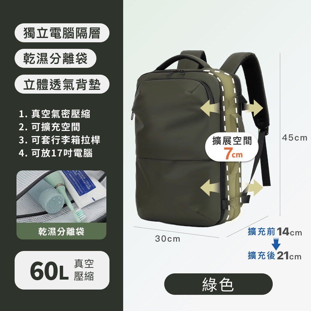 真空壓縮大容量商務後背包