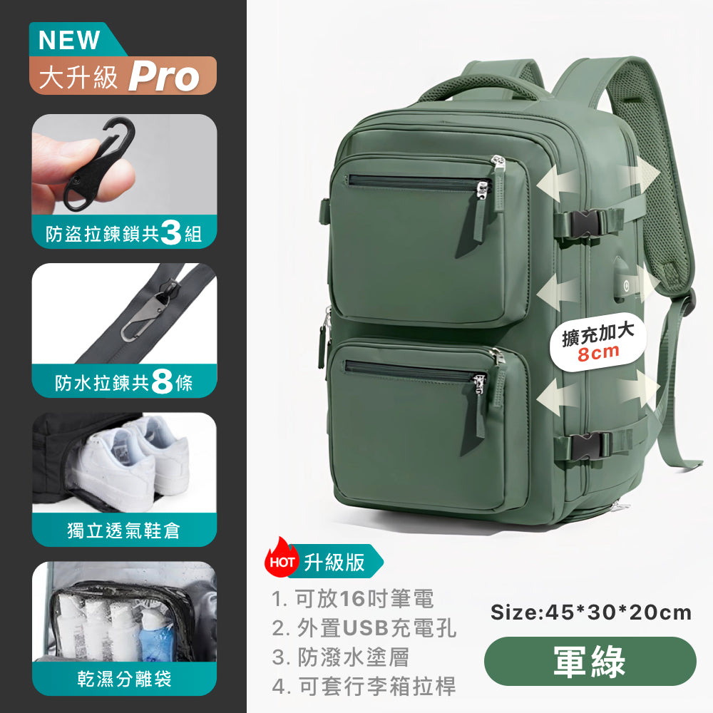 可擴充旅行後背包