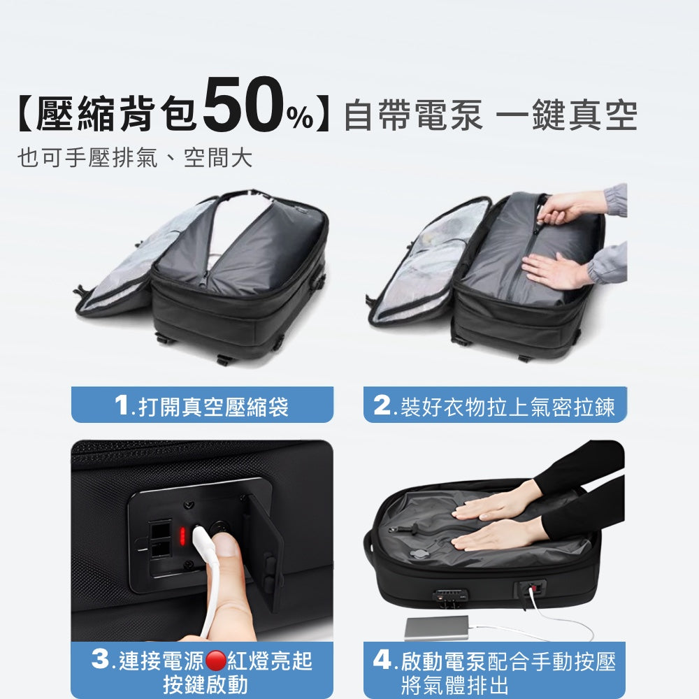 內建電泵防水壓縮後背包