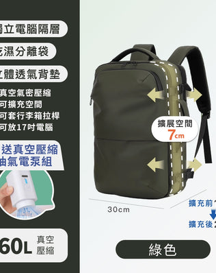 真空壓縮大容量商務後背包