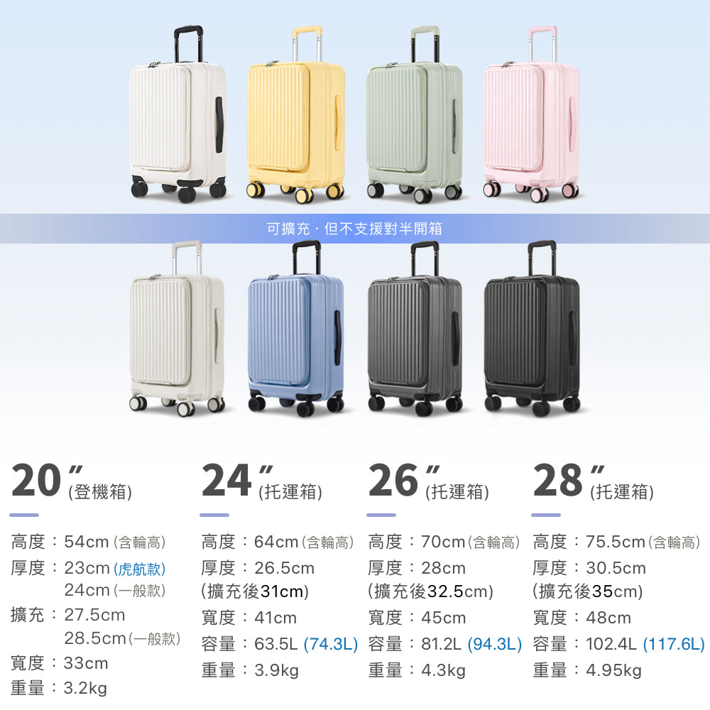 Luumy 前開式煞車行李箱